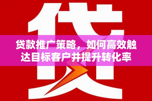 名山贷款推广策略，如何高效触达目标客户并提升转化率