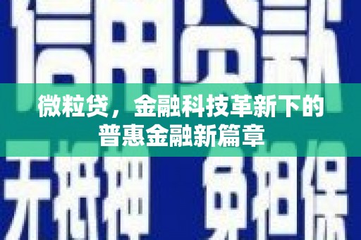 名山微粒贷，金融科技革新下的普惠金融新篇章